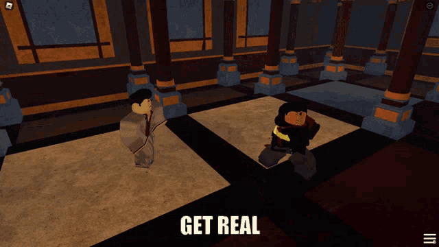 a screenshot of a video game with the words get real on the bottom