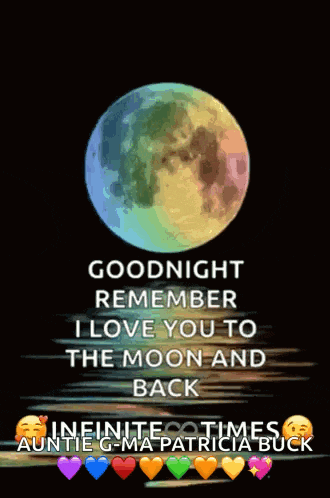 a goodnight message with a full moon and hearts