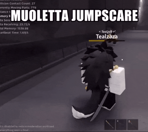 a screenshot of a video game with the words " muoletta jumpscare " at the top