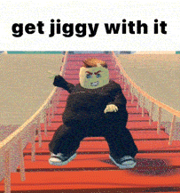 a picture of a cartoon character with the words get jiggy with it below him