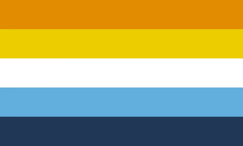 a flag with orange , yellow , white , and blue stripes .