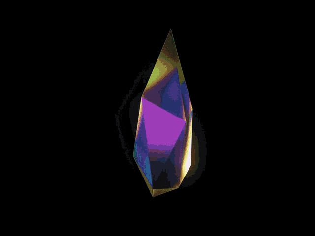 a rainbow colored triangle shaped object is against a black background