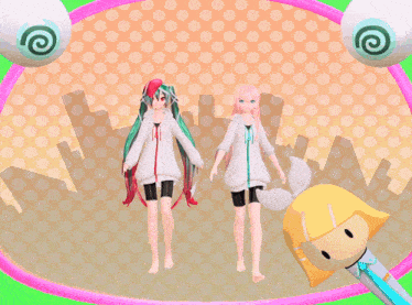 two anime girls are holding hands and one has the letter a on her jacket