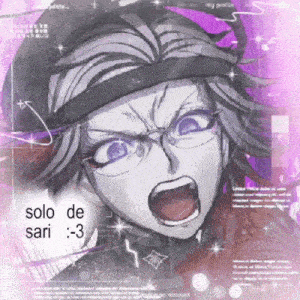 a drawing of a girl with glasses and a purple background with the words solo de sari written on it