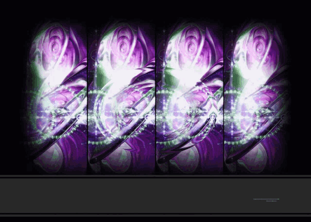 a purple and green background with a black border