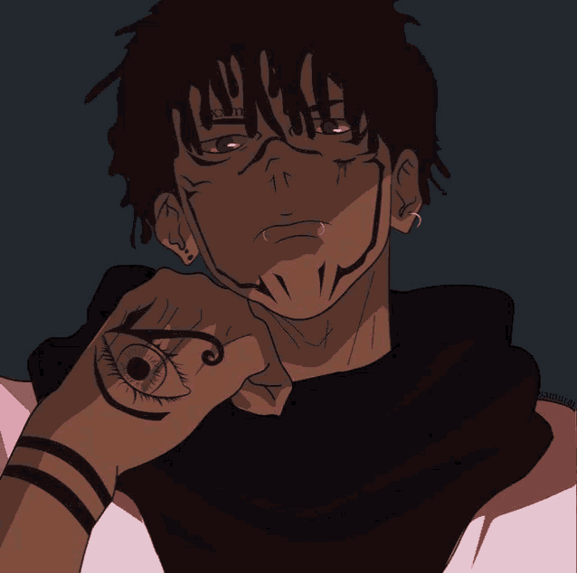 a drawing of a man with a tattoo on his arm