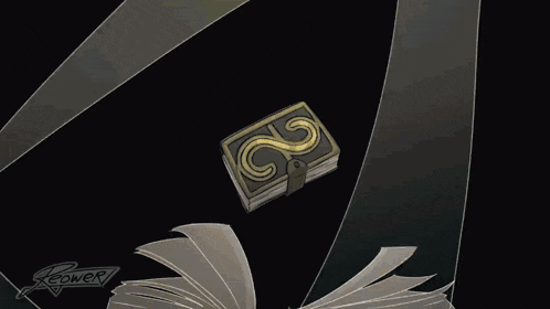 a drawing of a book with a light coming out of it and the name leower on the bottom