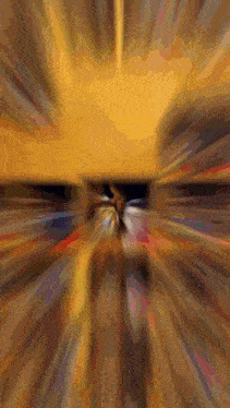 a blurred image of a person 's face with a yellow background