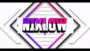 the word mixlow is on a white background with purple and pink lines