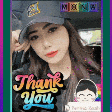 a woman wearing a baseball cap with the name mona written on it