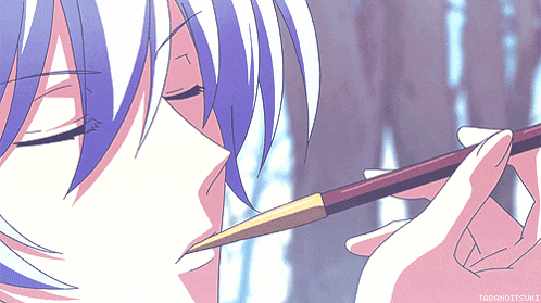 a close up of a person holding a brush in their mouth with a tag that says todanoitsuki