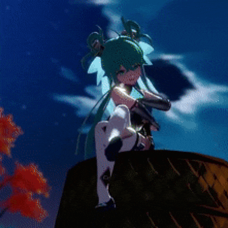 a girl with green hair is holding a gun in her hand