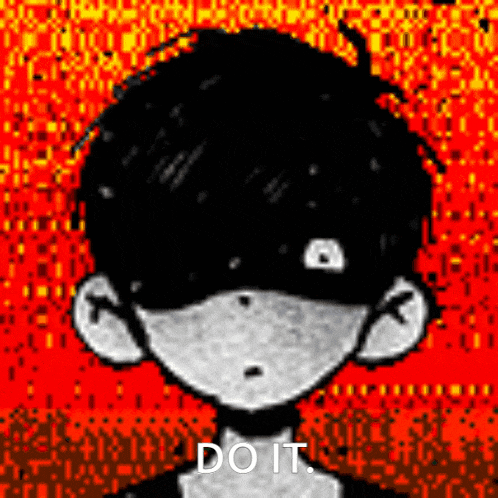 a black and white drawing of a boy with a red background and the words `` do it '' .
