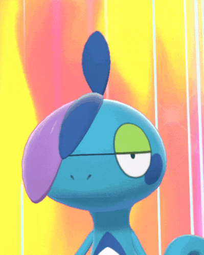 a blue and purple lizard with a green eye and a purple tail