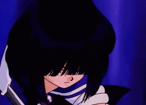 a close up of a girl in a sailor suit with purple eyes