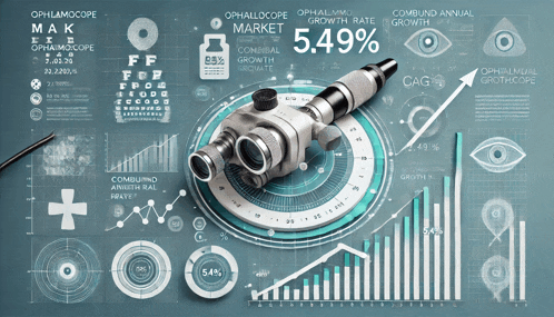 an ophthalmic growth rate of 5.49% is displayed on a blue background