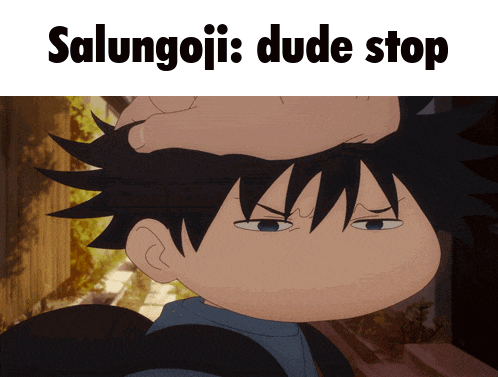a picture of a boy with the words " salungoji : dude stop " on the top