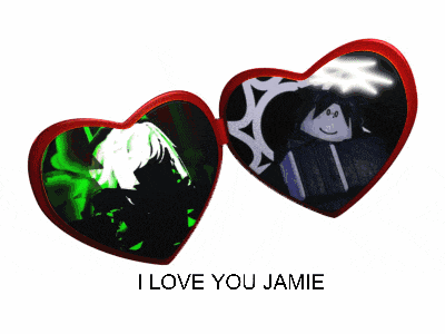 a couple of hearts that say i love you jamie on them