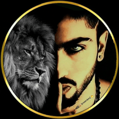 a man with a beard and a lion on his face