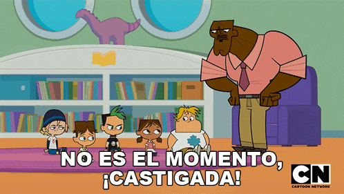 an advertisement for cartoon network shows a group of cartoon characters and says no es el momento castigada