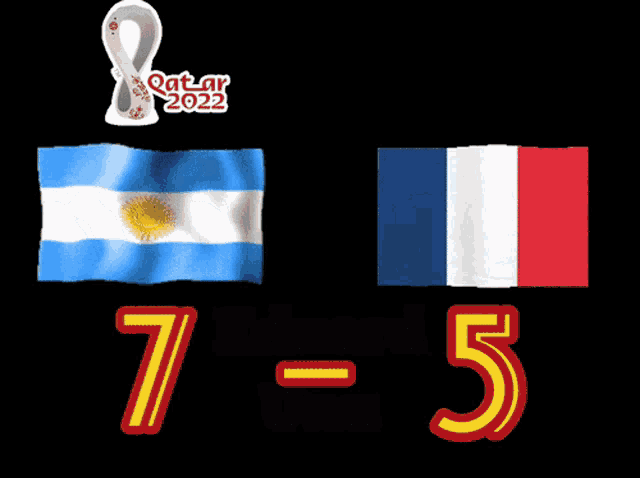 a scoreboard for a soccer game between argentina and france with the score 7-5
