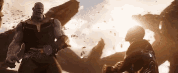 thanos and iron man are fighting each other in a scene from the movie infinity war