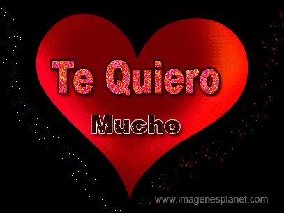a red heart that says te quiero mucho on a black background
