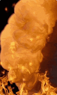 a close up of a fire with smoke coming out of it on a black background .