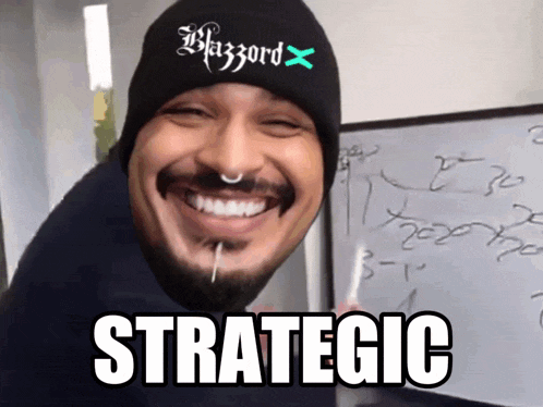 a man wearing a beanie that says blizzard on it