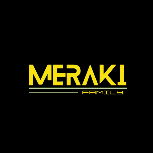 a meraki family logo with a kaleidoscope pattern in the background