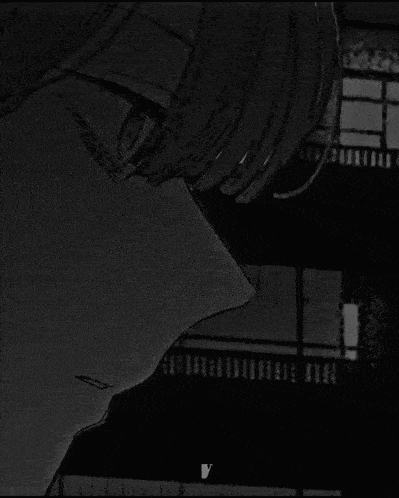 a black and white drawing of a girl 's face in a room .
