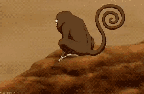 a cartoon drawing of a monkey with a long nose and mouth