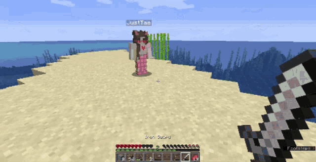 a screenshot of a minecraft game with the name justae on it