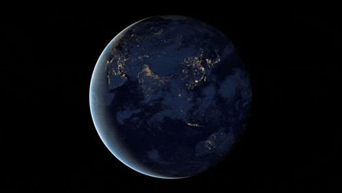 a view of the earth from space at night with the lights on