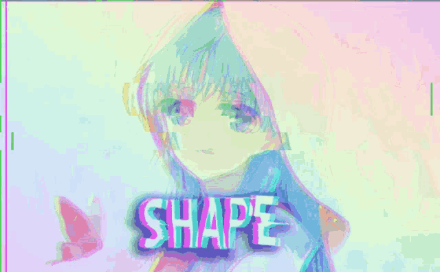 a picture of a girl with the word shape above her head