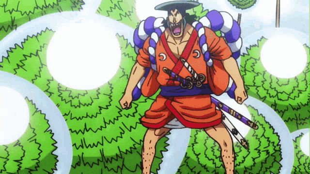 a cartoon drawing of a man with a sword and a backpack