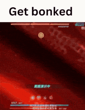 a screenshot of a video game with the words get bonked
