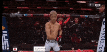 a fighter in a cage with the words the hybrid chal on the bottom right