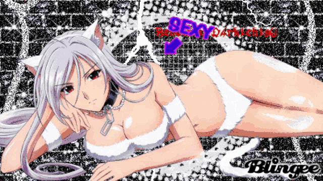 a picture of a girl with a cat ear and the word sexy on the bottom right