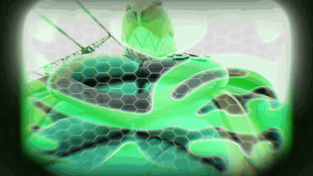 a drawing of a green turtle with a grid pattern