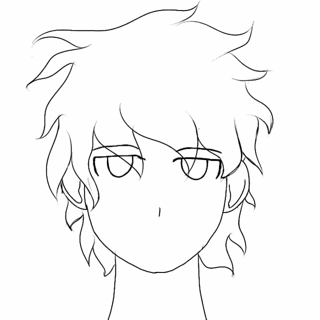 a black and white drawing of a person 's face with a bunch of hair
