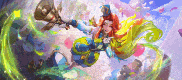 a colorful painting of a woman holding a megaphone in her hand .