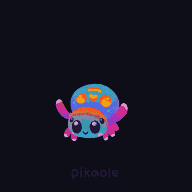 a drawing of a spider with hearts around it and the word pikaole below it