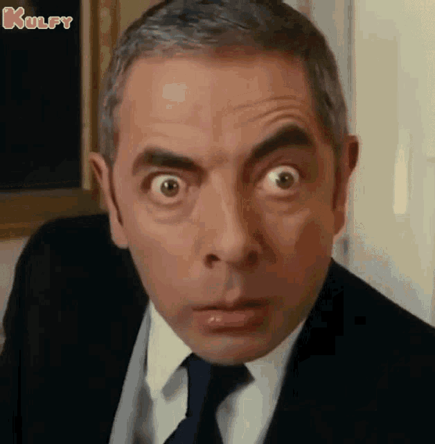 Shocked Mr Bean GIF
