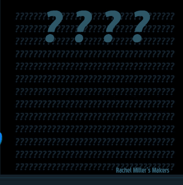rachel miller 's makers logo with a blue # qq on a dark background