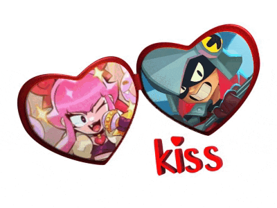 a couple of heart shaped frames with the word kiss on the bottom