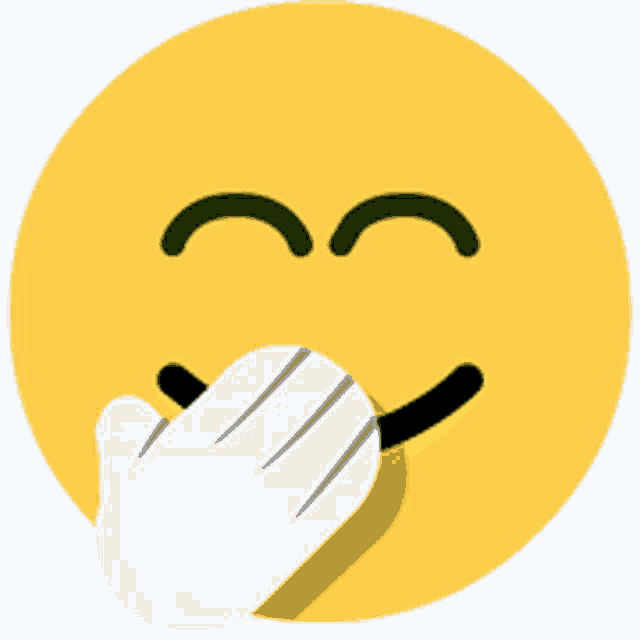 a yellow smiley face with a hand covering his mouth