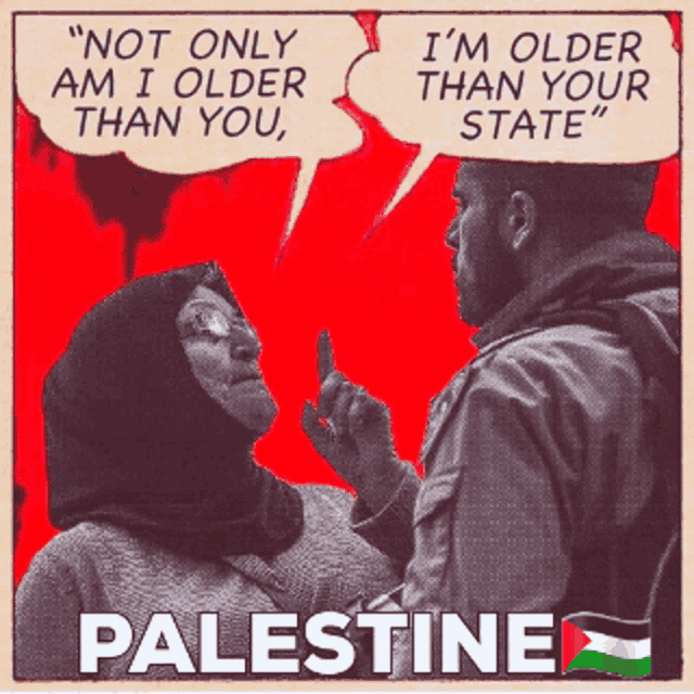 a poster with a man and a woman talking with the words " not only am i older than you " on it