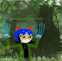 a cartoon character says good night sleep tight on a green background