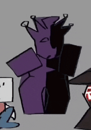 a drawing of a purple monster with a crown on its head .